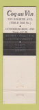 Matchbook Cover - Coq au Vin French Restaurant New York City