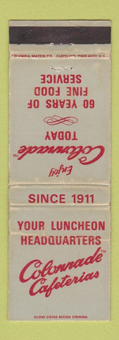 Matchbook Cover - Colonnade Cafeteria Cleveland OH WORN
