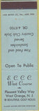 Matchbook Cover - ECCC West Course golf Country Club West Orange NJ