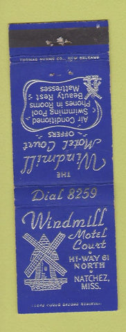 Matchbook Cover - Windmill Motel Court Natchez MS WEAR