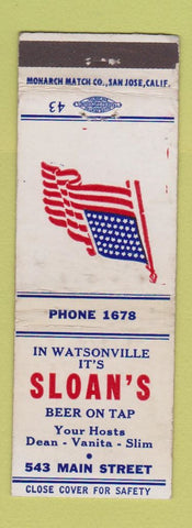 Matchbook Cover - Sloan's Watsonville CA low phone # WEAR