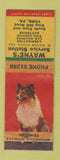 Matchbook Cover - Wayne's Service oil gas York PA Collie Dog