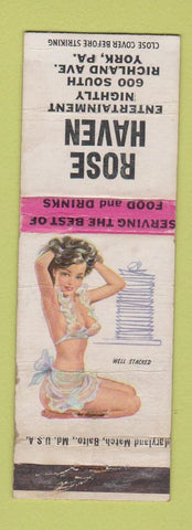 Matchbook Cover - Rose Haven York PA pinup WORN