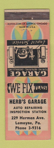 Matchbook Cover - Herb's Garage Lemoyne PA