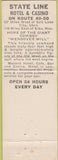 Matchbook Cover - The State Line Hotel Casino Wendover NV cowboy orange