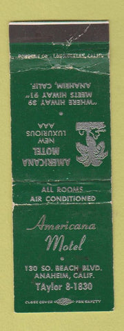 Matchbook Cover - Americana Motel Anaheim CA WORN