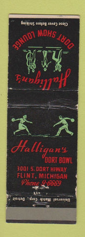 Matchbook Cover - Halligan's Dort Bowling Flint MI WEAR