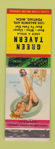 Matchbook Cover - Green Tavern Pontiac MI pinup WEAR