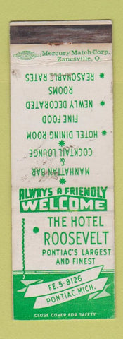 Matchbook Cover - Hotel Roosevelt Pontiac MI WEAR