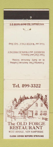 Matchbook Cover - Old Forge Restaurant West Rindge NH DD Bean