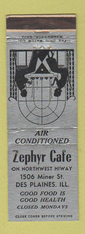 Matchbook Cover - Zephyr Cafe Des Plaines IL