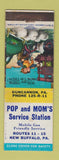 Matchbook Cover - Pop and Mom's Mobil oil gas New Buffalo PA Duncannon
