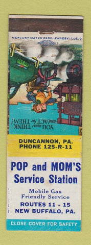 Matchbook Cover - Pop and Mom's Mobil oil gas New Buffalo PA Duncannon
