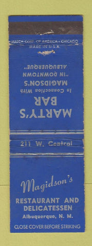Matchbook Cover - Magidson's Restaurant Deli Marty's Bar Albuquerque NM WEAR