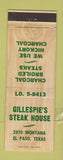 Matchbook Cover - Gillespie Steak House El Paso TX