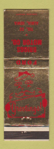 Matchbook Cover - Briggs Ford Albia IA Christmas low phone #