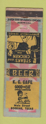 Matchbook Cover - KC Cafe Boerine TX WRON