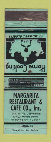 Matchbook Cover - Margarita Restaurant Cafe New York City WEAR