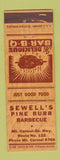 Matchbook Cover - Sewell's Pine Burr BBQ Hurricane? UT? WORN