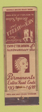 Matchbook Cover - Nick and Avella Beauty Salon New York City girlie WEAR
