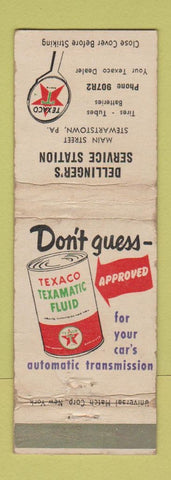 Matchbook Cover - Texaco oil gas Dellinger's Stewartstown TX W?ORN