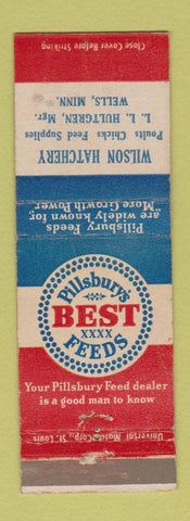 Matchbook Cover - Pillsbury's Best Feeds Wilson Hatchery Wells MN WEAR