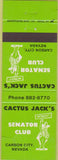 Matchbook Cover - Cactus Jack's Senator Club Carson City NV