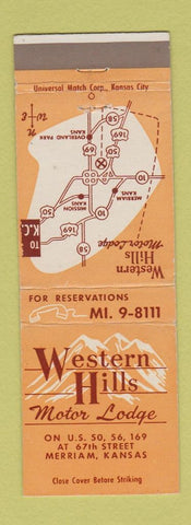 Matchbook Cover - Western Hills Motor Lodge Merriam KS