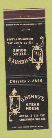 Matchbook Cover - O'Henry's Steak House New York City