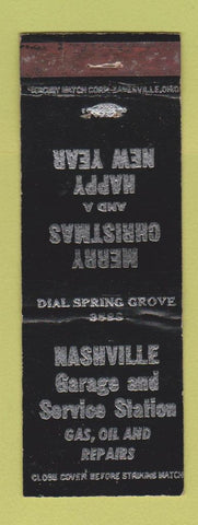 Matchbook Cover - Nashville Garage oil gas Christmas Spring Grove PA WORN