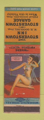 Matchbook Cover - Stoverstown Inn Garage PA pinup WORN