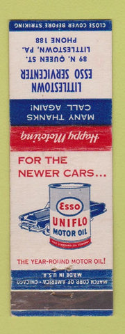 Matchbook Cover - Esso oil gas Littlestown PA