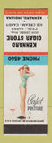 Matchbook Cover - Kennard Cigar Store IN pinup low phone #