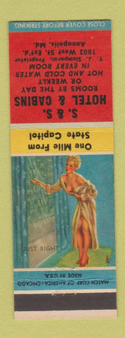 Matchbook Cover - S&S Hotel Cabins Annapolis MD pinup