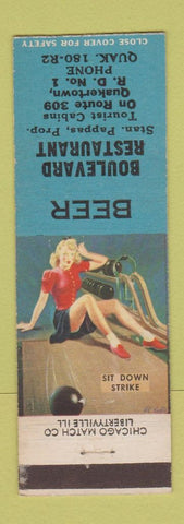 Matchbook Cover - Boulevard Restaurant Quakertown PA pinup