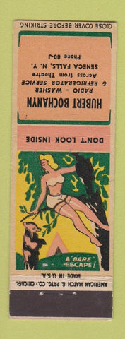 Matchbook Cover - Hubert Bochanyn Radio Appliance Seneca Falls NY pinup WEAR