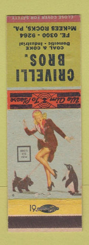 Matchbook Cover - Crivelli Bros Coal McKees Rocks PA