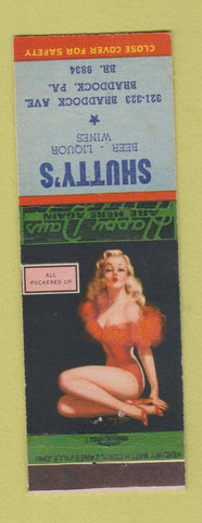 Matchbook Cover - Shutty's Liquor bar? Braddock PA pinup