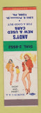 Matchbook Cover - Andy's New and Used Cars York PA pinup