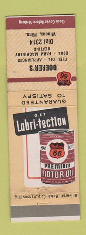 Matchbook Cover - Phillips 66 oil gas Doerer's Winona MN low phone #