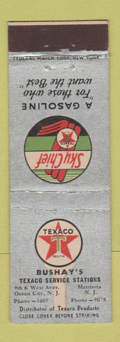 Matchbook Cover - Texaco oil gas Bushay's Ocean City Marmora NJ