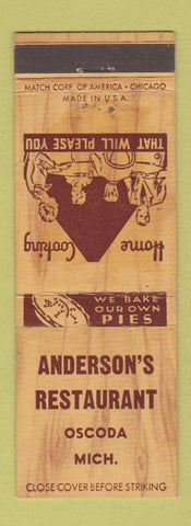 Matchbook Cover - Anderson's Restaurant Oscoda MI