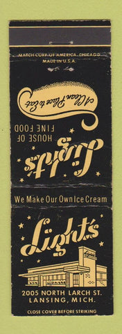 Matchbook Cover - Light's Restaurant Lansing MI