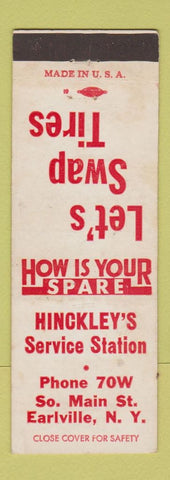 Matchbook Cover - Hinckley's Service oil gas Earlville NY WEAR