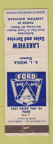 Matchbook Cover - Lakeview Ford Lakeview MI low phone # AL Mizga WEAR