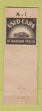 Matchbook Cover - Lakeview Ford Lakeview MI low phone # AL Mizga WEAR