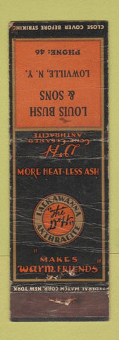 Matchbook Cover - D&H Coal Louis Bush Lowville NY low phone # FEDERAL LONG WORN