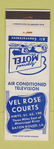 Matchbook Cover - Vel Rose Motel Baton Rouge LA WEAR