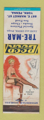 Matchbook Cover - Tre Mar York PA restaurant pinup