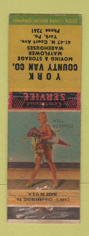Matchbook Cover - York Country Van Trucking Mayflower PA pinup WEAR